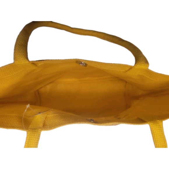 Kendall+James Bright Yellow Natural Jute Tote Bag W/Fun In The Sun In Sequins - Picture 6 of 9